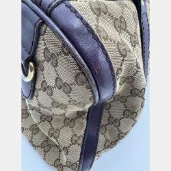 Pre Owned Gucci Vintage GG Monogram Boston Beige/Purple Bag