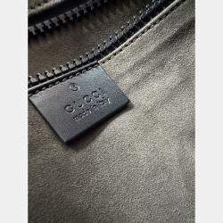 Pre Owned GUCCI GG supreme monogram black leather messenger bag