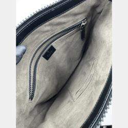 Pre Owned GUCCI GG supreme monogram black leather messenger bag
