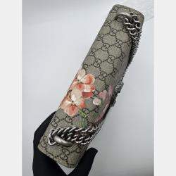 Pre Owned Gucci Rose/Beige GG Supreme Canvas and Suede Small Dionysus Blooms Shoulder Bag