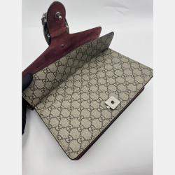 Pre Owned Gucci Rose/Beige GG Supreme Canvas and Suede Small Dionysus Blooms Shoulder Bag