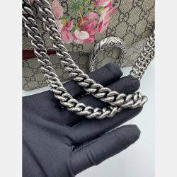 Pre Owned Gucci Rose/Beige GG Supreme Canvas and Suede Small Dionysus Blooms Shoulder Bag