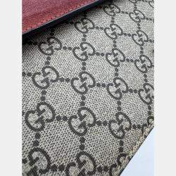 Pre Owned Gucci Rose/Beige GG Supreme Canvas and Suede Small Dionysus Blooms Shoulder Bag