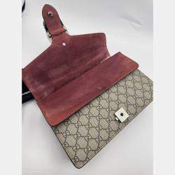 Pre Owned Gucci Rose/Beige GG Supreme Canvas and Suede Small Dionysus Blooms Shoulder Bag