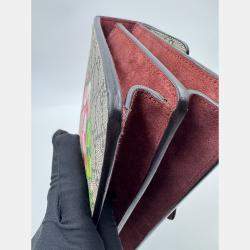 Pre Owned Gucci Rose/Beige GG Supreme Canvas and Suede Small Dionysus Blooms Shoulder Bag