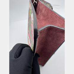 Pre Owned Gucci Beige/Maroon GG Supreme Blooms Canvas and Suede Mini Dionysus Shoulder Bag
