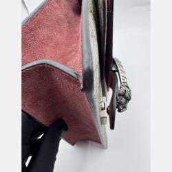 Pre Owned Gucci Beige/Maroon GG Supreme Blooms Canvas and Suede Mini Dionysus Shoulder Bag