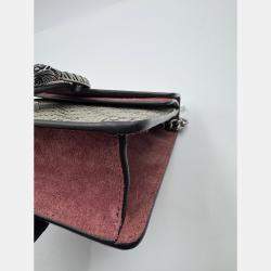 Pre Owned Gucci Beige/Maroon GG Supreme Blooms Canvas and Suede Mini Dionysus Shoulder Bag
