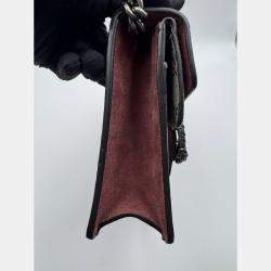 Pre Owned Gucci Beige/Maroon GG Supreme Blooms Canvas and Suede Mini Dionysus Shoulder Bag