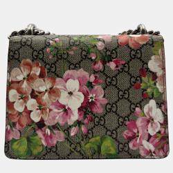 Pre Owned Gucci Beige/Maroon GG Supreme Blooms Canvas and Suede Mini Dionysus Shoulder Bag