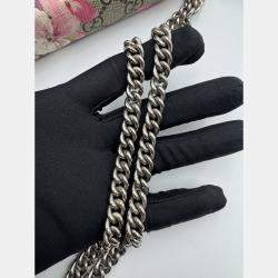 Pre Owned Gucci Blue/Beige GG Blooms Supreme Canvas and Leather Dionysus Wallet On Chain