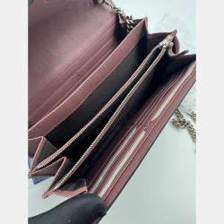 Pre Owned Gucci Blue/Beige GG Blooms Supreme Canvas and Leather Dionysus Wallet On Chain