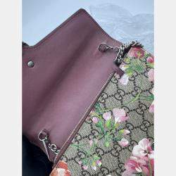 Pre Owned Gucci Blue/Beige GG Blooms Supreme Canvas and Leather Dionysus Wallet On Chain
