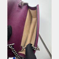 Pre Owned Gucci Purple Velvet And Leather Super Mini Dionysus Shoulder Bag