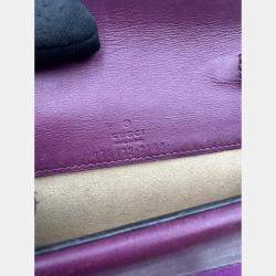Pre Owned Gucci Purple Velvet And Leather Super Mini Dionysus Shoulder Bag