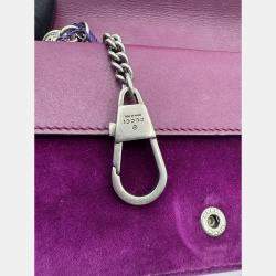 Pre Owned Gucci Purple Velvet And Leather Super Mini Dionysus Shoulder Bag