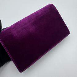 Pre Owned Gucci Purple Velvet And Leather Super Mini Dionysus Shoulder Bag