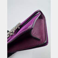 Pre Owned Gucci Purple Velvet And Leather Super Mini Dionysus Shoulder Bag