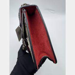 Pre Owned Gucci Beige/Red GG Supreme Canvas and Suede Mini Dionysus Shoulder Bag