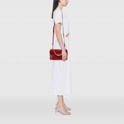 Pre Owned Gucci Red Medium Leather Double Thiara Satchel