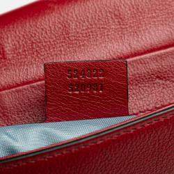 Pre Owned Gucci Red Medium Leather Double Thiara Satchel