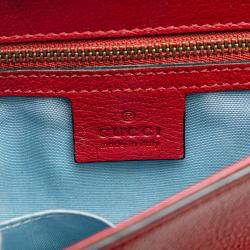 Pre Owned Gucci Red Medium Leather Double Thiara Satchel