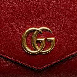 Pre Owned Gucci Red Medium Leather Double Thiara Satchel