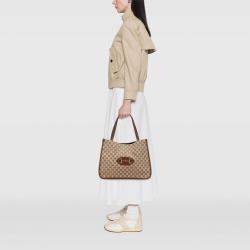Pre Owned Gucci Brown Medium GG Canvas Horsebit 1955 Tote