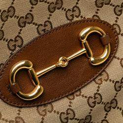 Pre Owned Gucci Brown Medium GG Canvas Horsebit 1955 Tote