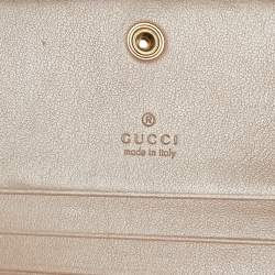 Pre Owned Gucci Beige Matelasse Leather GG Marmont Card Case
