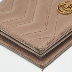 Pre Owned Gucci Beige Matelasse Leather GG Marmont Card Case