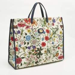 Pre Owned Gucci Multicolor Flora Canvas and Leather Large Tote