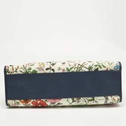 Pre Owned Gucci Multicolor Flora Canvas and Leather Large Tote