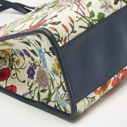 Pre Owned Gucci Multicolor Flora Canvas and Leather Large Tote