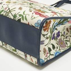 Pre Owned Gucci Multicolor Flora Canvas and Leather Large Tote