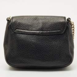 Pre Owned Gucci Black Leather Soho Flap Chain Crossbody Bag