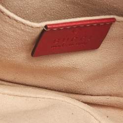 Pre Owned Gucci Red Matelassé Leather GG Marmont Belt Bag