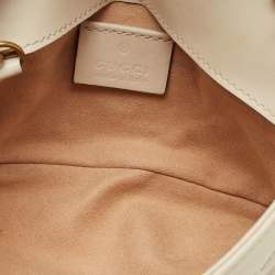 Pre Owned Gucci Off White Matelassé Leather Super Mini GG Marmont Shoulder Bag