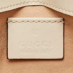 Pre Owned Gucci Off White Matelassé Leather Super Mini GG Marmont Shoulder Bag