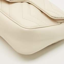 Pre Owned Gucci Off White Matelassé Leather Super Mini GG Marmont Shoulder Bag