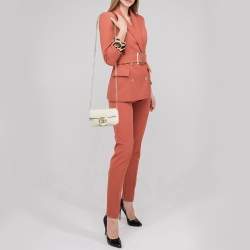 Pre Owned Gucci Off White Matelassé Leather Super Mini GG Marmont Shoulder Bag