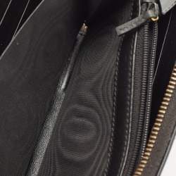 Pre Owned Gucci Black Matelassé Leather GG Marmont Zip Around Wallet