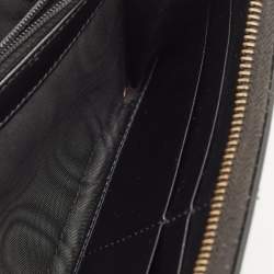 Pre Owned Gucci Black Matelassé Leather GG Marmont Zip Around Wallet