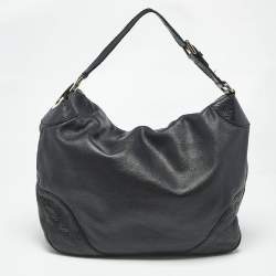 Pre Owned Gucci Black Leather Guccissima Detail Charlotte Hobo