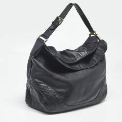 Pre Owned Gucci Black Leather Guccissima Detail Charlotte Hobo