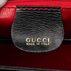 Pre Owned Gucci Black Calfskin Bamboo Night Handbag