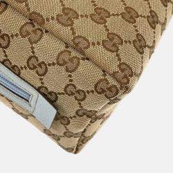 Pre Owned Gucci Beige/Light Blue GG Handbag