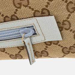 Pre Owned Gucci Beige/Light Blue GG Handbag