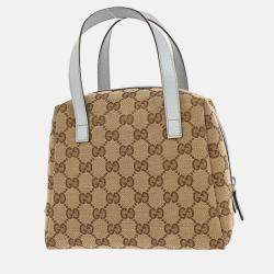 Pre Owned Gucci Beige/Light Blue GG Handbag