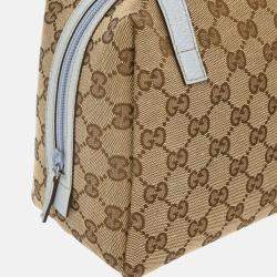 Pre Owned Gucci Beige/Light Blue GG Handbag